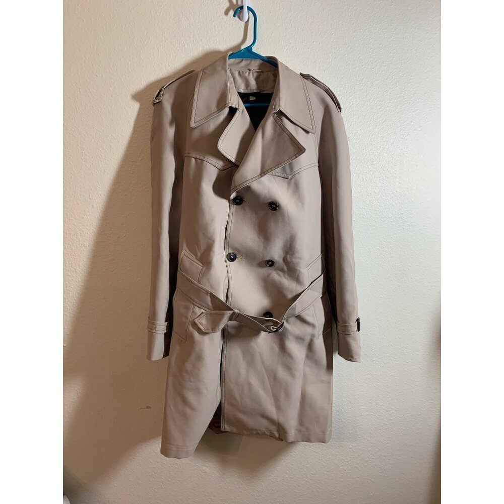 Vintage Domino Wool Lined Trenchcoat Beige Womens Size 40 (Medium) U4